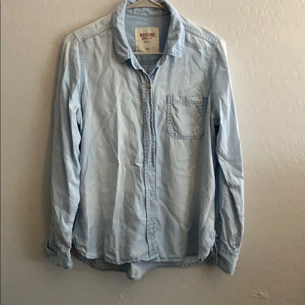 Long sleeve button up light blue shirt